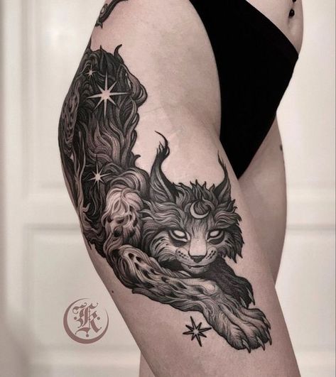 Illustrative Realism Tattoo, Wolf Tattoo Thigh, Large Leg Tattoos, Enby Aesthetic, Tattoo Kiss, Unicorn Tattoos, Bff Tattoos, Thigh Tattoos Women, Leg Tattoo