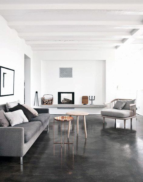 Top 50 Best Concrete Floor Ideas - Smooth Flooring Interior Designs Ikea Sofas, Decoration Beton, Painted Concrete Floors, Concrete Stained Floors, Basement Flooring, Stained Concrete, Design Del Prodotto, Living Room Flooring, Painted Floors