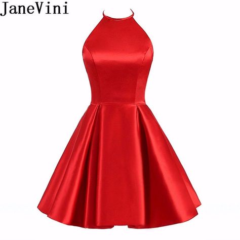 Homecoming Dresses Mini, Formal Prom Dresses Short, Halter Homecoming Dress, Short Dress Patterns, Red Evening Gown, Backless Homecoming Dresses, Junior Party Dresses, Cocktail Prom Dress, Tulle Party Dress