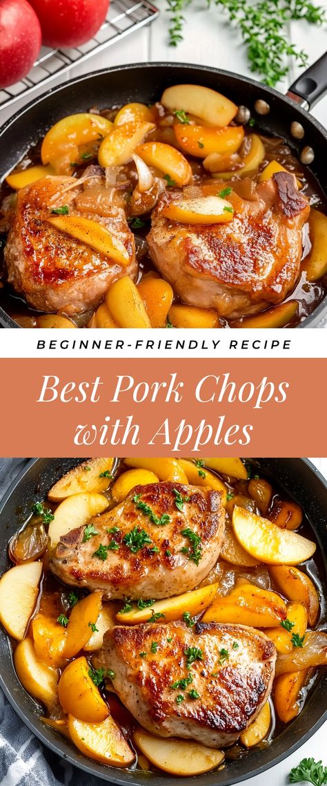 Image for Best Pork Chops with Apples Instapot Pork Chops And Apples, Apples Pork Chops, Food Recipes Pork Chops, Crock Pot Pork Chops With Apples, Pork Chops With Apples And Onions, Apple Glazed Pork Chops, Pork Chops And Apples Recipes, Porkchops Dinner Ideas Oven, Pork Chop And Apples