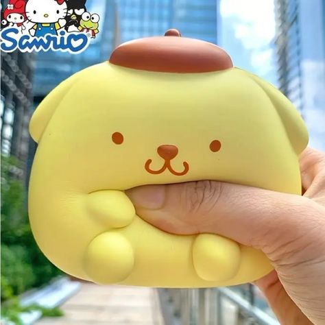 Sanrio Fidget Toys, Cute Fidgets, Pompompurin Squishy, Fidget Toys Aesthetic, Pompompurin Stuff, Fidget Boards, Pompompurin Cute, Sanrio Yellow, Hello Kitty Mcdonalds