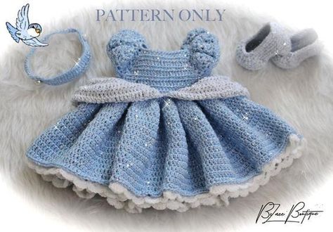 Baby Cinderella Dress, Crochet Set Pattern, Crochet Halloween Costume, Baby Cinderella, Baby Dress Set, Crochet Princess, Baby Dress Pattern, Christmas Dress Baby, Crochet Baby Dress Pattern