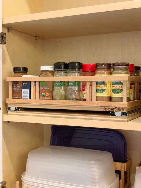 Pull Out Spice Rack Cabinet Diy, Pullout Spice Rack Cabinet, Pull Out Condiments Rack, Diy Sliding Spice Rack Cabinet, Sliding Spice Rack Cabinet, Cabinet Pullouts, Pull Out Cabinet Drawers, Pull Out Spice Rack, Pull Out Cabinet