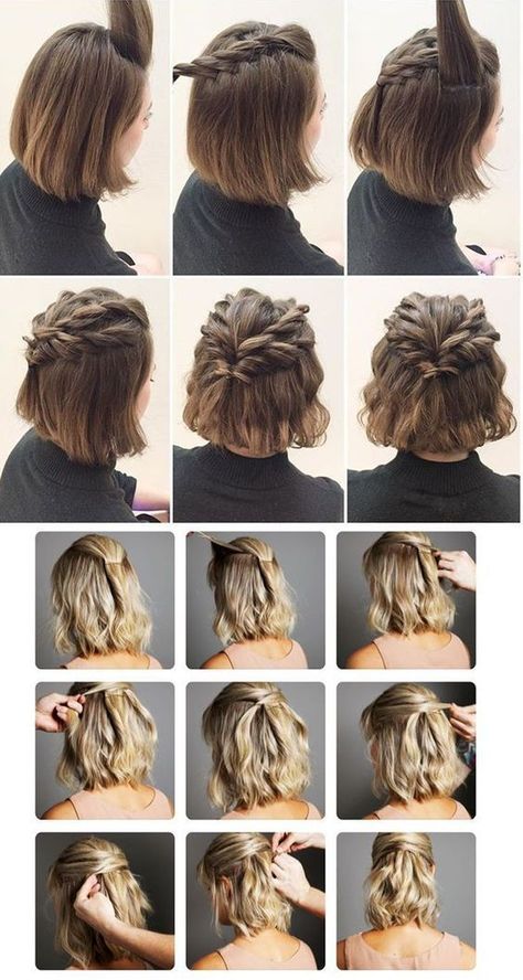 Easy Hairstyles For Short Hair, Messy Bun For Short Hair, Hair Step By Step, Short Hair Up, Mal Humor, Fall Hair Color For Brunettes, Bridesmaid Hair Down, Penteado Cabelo Curto, Hoco Hair Ideas