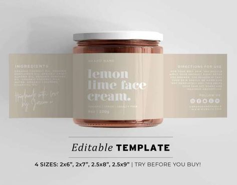 Minimalist Wrap Around Jar Label – Bath and Body Ingredients Label, Bridal Shower Menu, Printable Wedding Menu, Label Printable, Ingredient Labels, Wedding Menu Template, Jar Labels, Whipped Body Butter, Label Templates