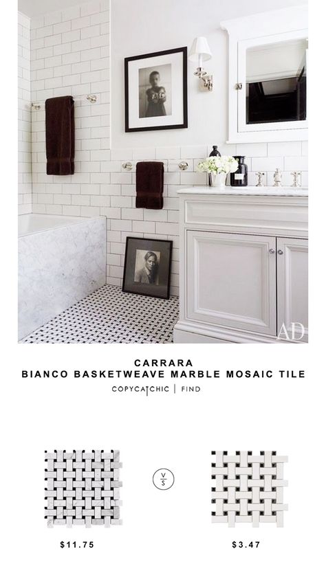 Basketweave Tile, Marble Bathroom Floor, Basket Weave Tile, White Marble Bathrooms, New Toilet, Bathroom Red, Ace Hotel, Marble Mosaic Tiles, Upstairs Bathrooms