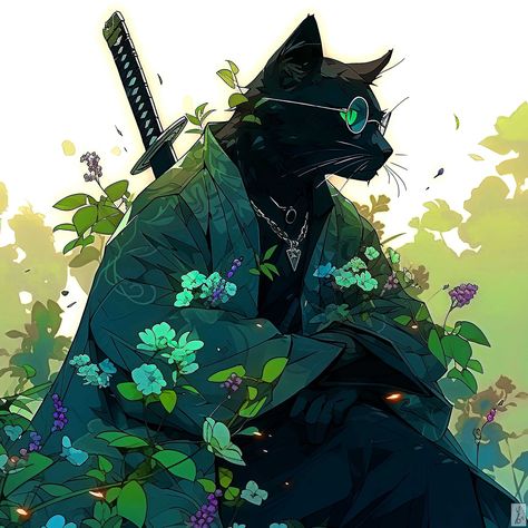 ArtStation - Orion - Samurai cat - by Ybelion, Ybelion Black Cat Samurai, Samurai Animals, Animal Rpg, Animal Samurai, Cool Samurai, Animal Warrior, Cat Samurai, Sky Tattoo, Sky Tattoos