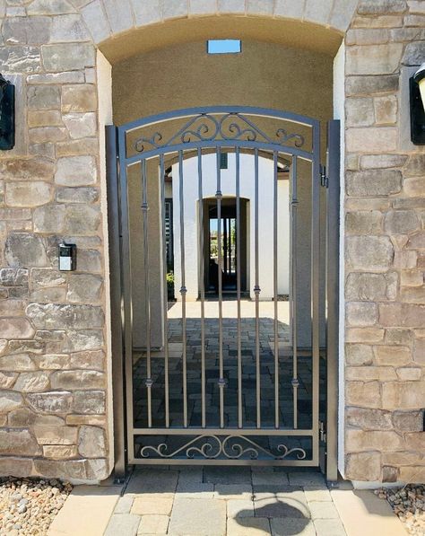 Simple wrought Iron gate for Door entry Can be Custom with | Etsy Metal Driveway Gates, Wrought Iron Garden Gates, Iron Garden Gates, Entry Gate, Courtyard Entry, Iron Gate Design, Wrought Iron Gate, Metal Gates, Door Entry