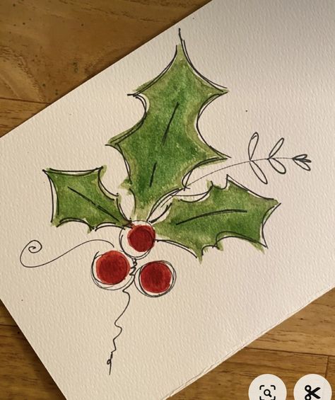 Watercolor Christmas Cards Diy, Christmas Cards Drawing, Painted Christmas Cards, Cute Christmas Cards, Christmas Doodles, Christmas Card Art, Watercolor Christmas Cards, Christmas Card Crafts, Card Drawing