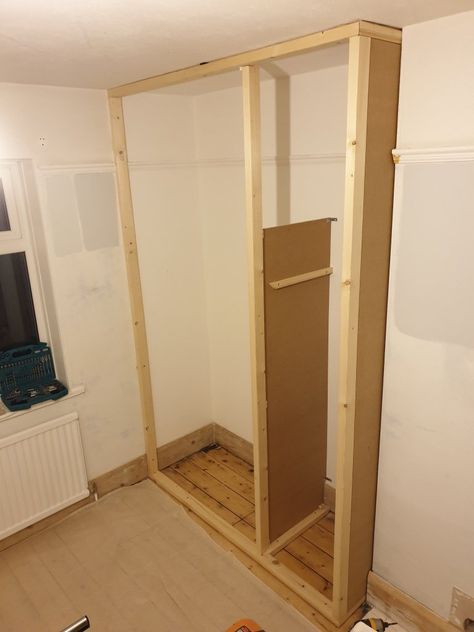 #2 Fitted wardrobe framework Mdf Wardrobe, Diy Fitted Wardrobes, Diy Built In Wardrobes, Alcove Wardrobe, Indian Wardrobe, Fitted Wardrobe, Bedroom Built In Wardrobe, Diy Wardrobe, Chimney Breast