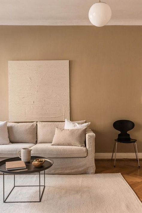 10 Interior 2020 Trends That Will Be Carrying On Next Year Cappuccino Living Room, Beige Living Room Paint, Beige Walls Living Room, Beige Living Room Walls, Gorgeous Apartment, Sofa Beige, Beige Living Rooms, Beige Sofa, Brown Living Room