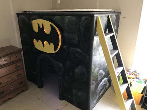 Batcave Bed Diy Batcave, Spiderman Room, Love My Kids, Boys Bedroom, Boy's Bedroom, Kids Stuff, Kids Boys, Trash Can, Spiderman