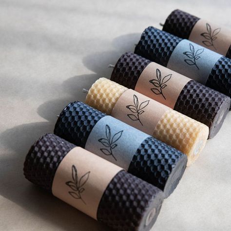 Hand rolled beeswax candles in natural, brown and black colors. How To Make Honeycomb, Rolled Beeswax Candles, Rolled Candles, Bee Wax Candles, Pure Beeswax Candles, Vancouver Bc Canada, North Vancouver, Bc Canada, Hand Roll