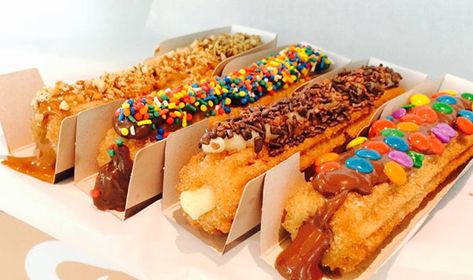 Churros Sorruch – Shopping Cidade ✔ Agenda Sorocaba Homemade Churros, Churros Recipe, Funnel Cake, Poutine, Weird Food, Kebabs, Cute Desserts, Food Trucks, Cafe Food