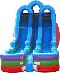 TentandTable 15' Double Rainbow Inflatable Water Slide, Wet Dry Water Slides Inflatables for Kids and Adults, Commercial Blow Up Water Slide with 1.5HP Blower & Stakes - 27' L x 13.5' W x 15' H Water Slides Backyard, Backyard Water Fun, Blow Up Water Slide, Kids Water Slide, Water Slide Rentals, Inflatable Rentals, House Slide, Bounce House Rentals, Rainbow Water