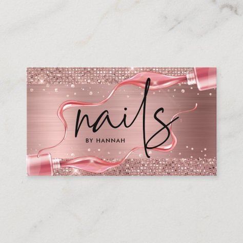 Nail Salon Business, Nail Salon Business Cards, Rose Gold Nail, Nail Polish Gift Set, Salon Business Card, Business Card Logo Design, Gold Nail Art, Gold Business Card, Magic Nails