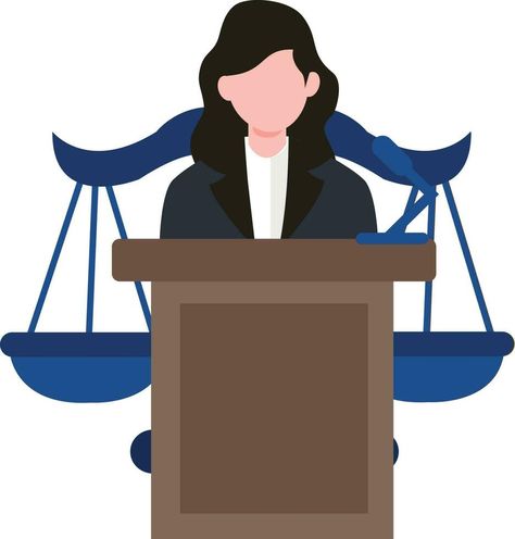 A lawyer stands in court. Lawyer Drawing Easy, Lawyer Pics, Lawyer Drawing, Lawyer Pictures, Lawyer Cartoon, Court Drawing, Lawyer Art, Women Lawyer, Girl Graduation