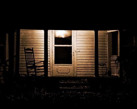 Southern Gothic Aesthetic, House At Night, American Gothic, Southern Gothic, Gothic Aesthetic, Overwatch, Rocking Chair, Small Towns, Nebraska