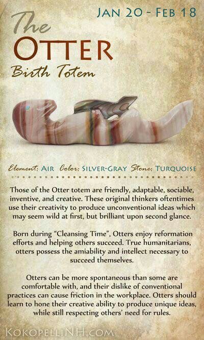 ::: NATIVE AMERICAN BIRTH TOTEMS ::: 'The Otter' - 20th Jan-18th Feb (Equivalent: #Aquarius) Birth Totem, Native American Astrology, Arte Haida, Native American Zodiac, Native American Totem, Animal Spirit Guide, Chihiro Y Haku, Native American Wisdom, Animal Spirit Guides