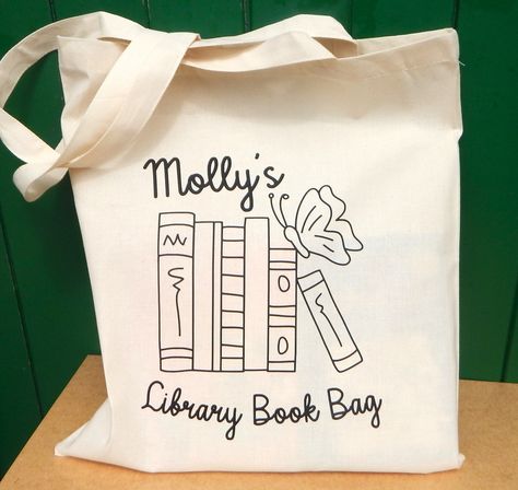 Book Bag Diy, Book Bags For Kids, Library Book Bag, Library Tote Bag, Totes Ideas, Library Tote, Book Purse, Books Library, Library Bag