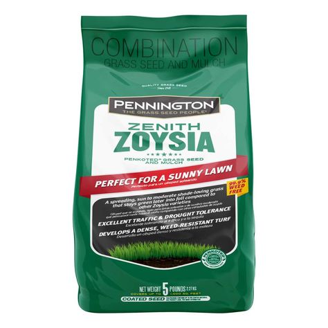 Zenith Zoysia - Grass Seed & Mulch | Pennington Zoysia Grass Seed, Grass Seed Types, Best Grass Seed, Lawn Renovation, Zoysia Grass, Weeds In Lawn, Seed Germination, Grass Seed, Green Lawn