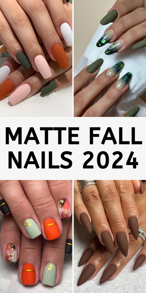 32 Short Round Fall Nails 2024: Cute and Elegant Nail Designs to Try This Autumn Simple Fall Nails Matte, Simple Fall Nails Autumn Matte, Matt Fall Nails, Green Nails Autumn, Fall Matte Nails Autumn, Matte Fall Nails Autumn, Matte Fall Nails, Fall Almond Nails, Fall Toe Nails