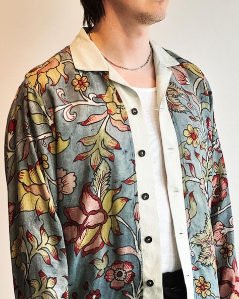 Hand painted floral @karuresearch Kalamkari Camp shirt. #kartik #karu #ss24 Kalamkari Shirts For Men, Hand Painted Shirts, Kalamkari Painting, Boho Men, Paint Shirts, Birthday Diy, Camp Shirt, Camping Shirt, Floral Shirt