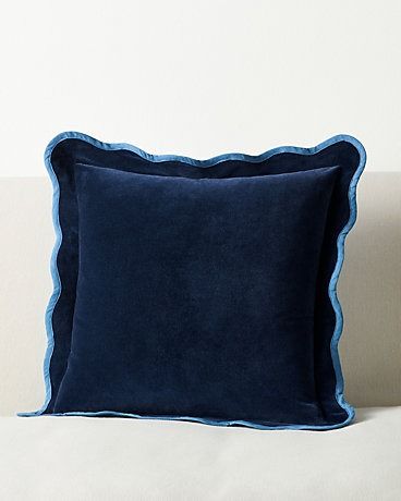 Navy/Washed Cobalt Velvet Scallop Pillow Cover