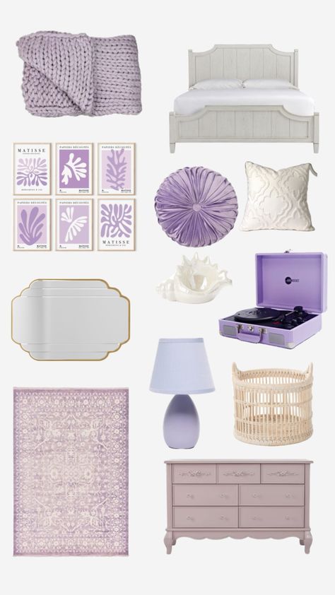 #roominspo Lavender Dorm Room Ideas, Dorm Room Ideas Purple, Purple Teen Room, Purple And White Bedroom, Plum Bedroom, Purple Dorm Rooms, Purple Dorm, Lavender Bedroom, Purple Bedroom Decor