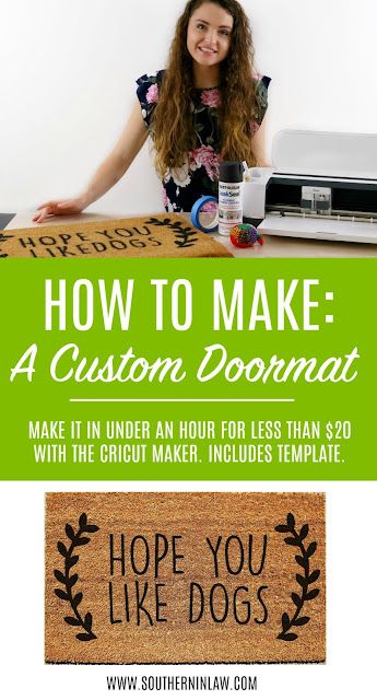 How to Make a Custom Doormat with the Cricut Maker - DIY Painted Doormat Tutorial Painted Doormat, Diy Doormat, Budget Friendly Diy, Door Mat Diy, Make A Door, Christmas Crafts To Sell, Cricut Explore Projects, How To Make Stencils, Christmas Doormat