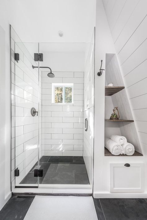 These Small Bathroom Before and Afters Will Make Your Jaw Drop Bathroom Renovation Cost, Bathroom Projects, Bath Renovation, Attic Bathroom, New Toilet, Attic Renovation, Budget Bathroom, Dream Bathrooms, Shower Stall