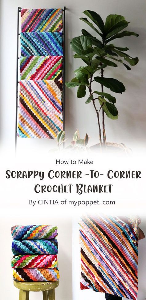 C2c Scrap Blanket, Leftover Yarn Blanket, Scrapbuster Crochet Projects, 1 Ball Of Yarn Project Crochet, Scrappy Crochet Blankets, Yarn Buster Crochet Blanket, Yarn Stash Buster Ideas, Crochet Project With Leftover Yarn, Crochet Patterns Leftover Yarn