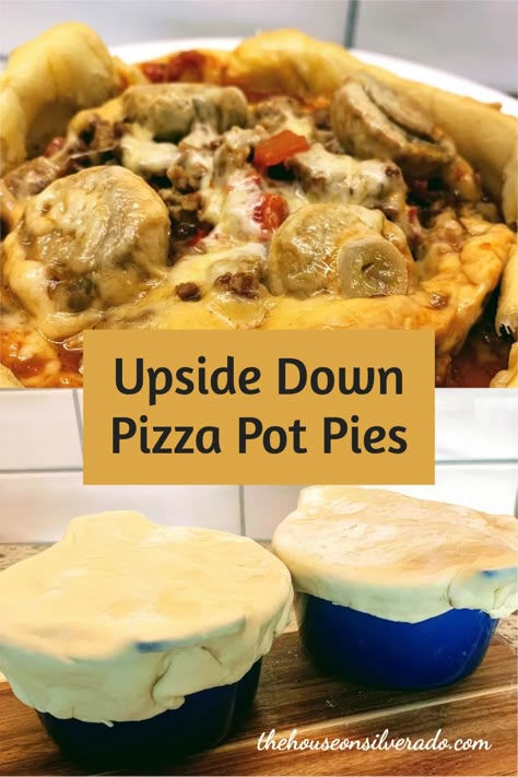 Chicago Pizza Pot Pie Recipe, Upside Down Pizza Bowl, Pizza Pot Pie Chicago, Pizza Potpie, Chicago Pizza And Oven Grinder Recipe, Chicken Pot Pie Pizza, Pot Pie Pizza, Pizza Pot Pie Recipe, Guest Recipes