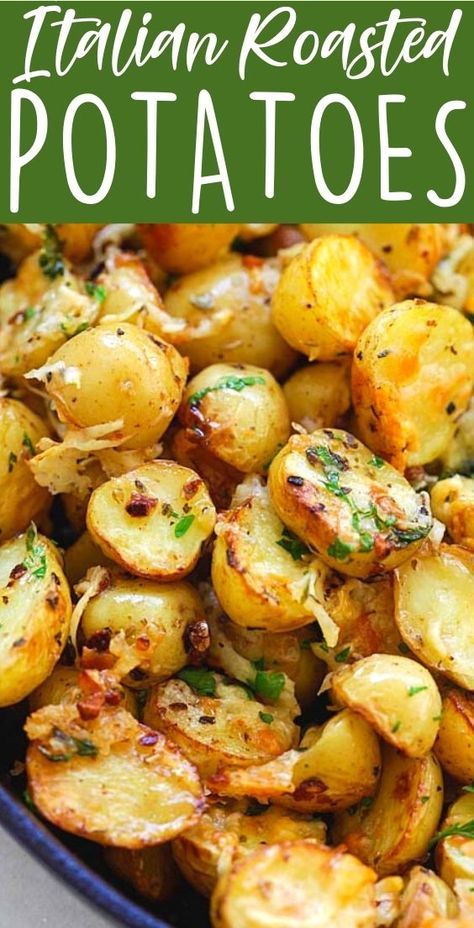 Cheesy Oven Roasted Potatoes, Roasted Potatoes Italian Seasoning, Italian Roast Potatoes, Cheesy Roasted Potatoes In Oven, Italian Seasoning Packet Recipes, Italian Dressing Potatoes, Italian Style Potatoes, Italian Potatoes Roasted, Italian Potatoes Recipes