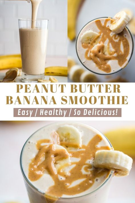 Peanut Butter Banana Recipes, Low Calorie Peanut Butter, Peanut Butter Banana Oats, Banana Oat Smoothie, Peanut Butter Banana Smoothie, Low Calorie Breakfast, Banana Drinks, Oat Smoothie, Smoothie Recipes Healthy Breakfast