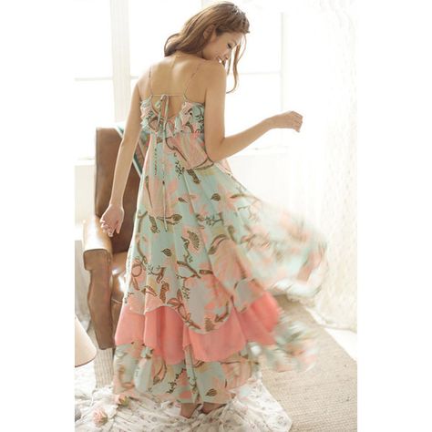 Plus Size Summer Women Cute Fashion Bohemian Style Peacock Floral... ❤ liked on Polyvore Chiffon Beach Dress, Resort Fashion, Flower Print Dress, Chiffon Maxi Dress, Flowy Dress, Beach Dress, A Dress, Cute Fashion, Flower Print