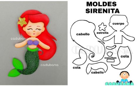 Mermaid Template, Mermaid Party Favors Bags, Pencil Topper Crafts, Felt Doll Patterns, Mermaid Toys, Felt Craft Projects, Quiet Book Templates, Mermaid Party Favors, Mermaid Crafts