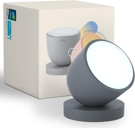 Olly Light Therapy Lamp. Daily Sunlight to Sleep Well, Day Night, UV-Free, Rechargeable and Portable, 2step Brightness Mode, 25minutes Automatic Timer(Day-Solid Gray) Sunlight Lamp, Hcl Technologies, Sleep Light, Home Office Set Up, Light Therapy Lamp, Therapy Lamp, Sleep Cycle, Mood Boost, Office Set