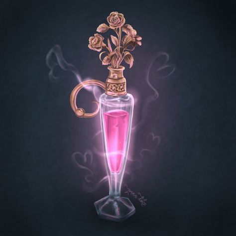 ArtStation - Love Potion, Joana Dolce Magic System, Magic Bottles, Fantasy Props, Love Potion, 다크 판타지, Magical Art, Potion Bottle, Prop Design, Arte Fantasy