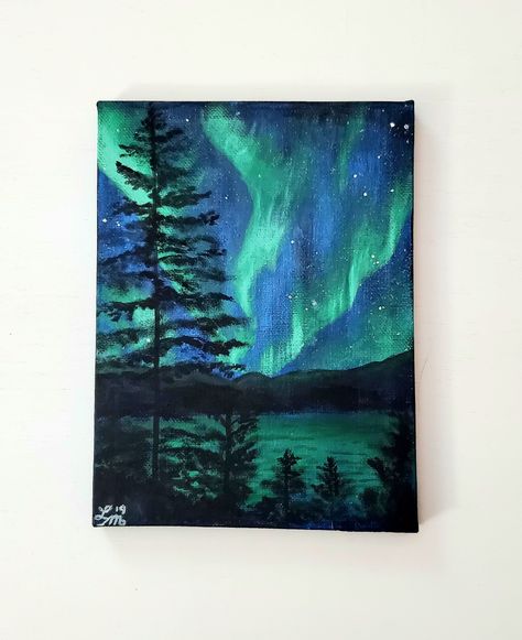 What To Paint On A Canvas, Aurora Borealis Painting Acrylics, Abstrak Painting, Aurora Acrylic Painting, Aurora Painting Acrylic, Northern Lights Painting Acrylic, Acrylic Painting Aurora, Aroura Borealis Painting, Aurora Canvas Painting