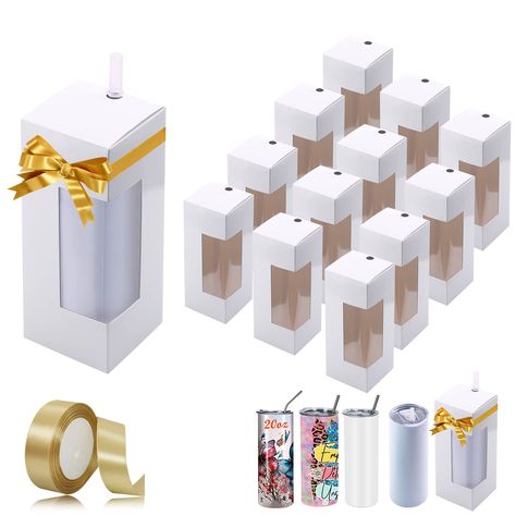 PRICES MAY VARY. Gift Boxes for Wrapping: you can get 12 pieces of gift boxes(fit for 15oz 20oz skinny tumbler with straw) and a roll of ribbon for gift wrapping in the package. A sufficient quantity for storing sublimation tumblers and packaging needs of gift See-through Window Design: Designed with transparent window at the middle allow you to view clearly what your tumbler cups looks like and some details of it, help you quickly find the cup, achieving a nice displaying effect. Especially won Tumbler Gift Ideas Filled, Tumbler Packaging, Empty Gift Boxes, Paper Mache Boxes, Diy Graduation, Nurses Week Gifts, Sublimation Tumblers, Sea Wave, Different Holidays