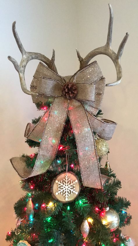 Deer Antler Christmas Tree Decor, Deer Hunting Christmas Tree Ideas, Deer Antler Christmas Tree Topper, Antler Tree Christmas, Antler Christmas Tree Topper, Deer Christmas Tree Topper, Hunters Christmas Tree, Hunters Christmas Tree Ideas, Outdoorsy Christmas Tree