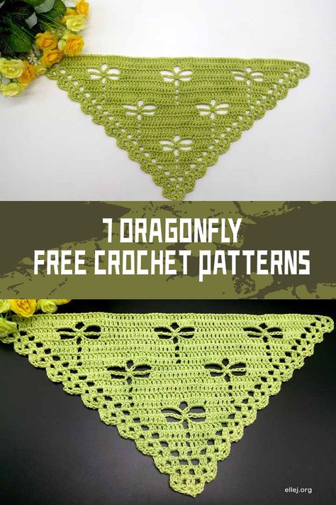 Dragonfly FREE Crochet Patterns - iGOODideas.com Crochet Dragonfly Pattern, Free Style Crochet, Crochet Dragonfly, Shawl Free Pattern, Spring Shawl, Crochet Shawl Pattern, Crochet Bandana, Crochet Shawl Pattern Free, Crochet Headband Pattern