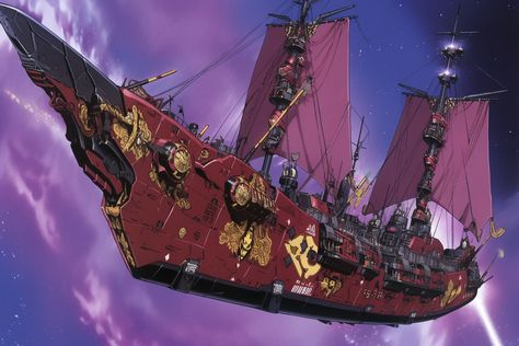 Space Sailing Ship, Artificer Creations, Pirate Spaceship, Space Pirate Ship, Space Opera Art, Airship Art, Flying Ship, Futurism Art, Sci Fi Games