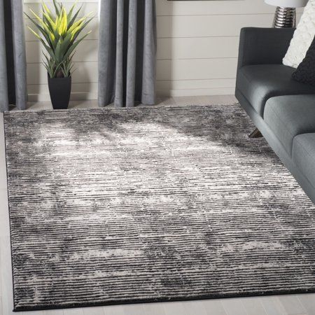 Safavieh Lurex Marielle Overdyed Striped Area Rug or Runner, Gray Basement Man Cave, Grand Room, 2024 Bedroom, Black And Grey Rugs, Apartment Shopping, Man Cave Office, Bedroom Redesign, Storage Desk, Arizona House