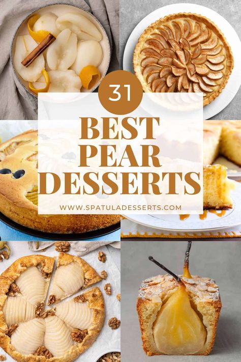 best Pear Dessert Collection. Puff Pastry Pears Desserts, Pouched Pear Dessert, Best Pear Dessert Recipes, Pear Custard Tart Recipe, Apple And Pear Desserts, Apple Pear Dessert Recipes, Holiday Pear Recipes, Dessert Recipes With Pears, Christmas Pear Dessert