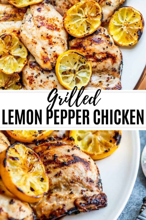 Lemon Pepper Chicken Thighs, Grilled Lemon Pepper Chicken, Lemon Pepper Chicken Breast, Ninja Foodi Grill, Pepper Chicken Recipe, Grilled Lemon Chicken, Grilled Lemon, Recipes With Chicken And Peppers, Plain Chicken