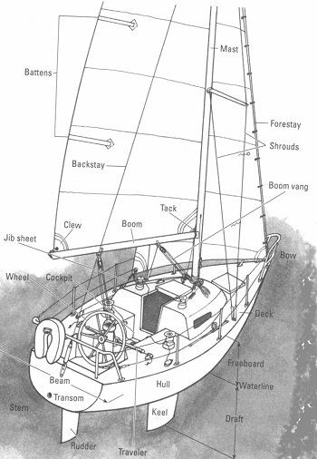 Parts of a sailboat Sailboat Diagram, Catalina 22, Sail Life, Sailing Life, Side Deck, Boat Painting, Sailing Boat, On A Boat, Power Boats