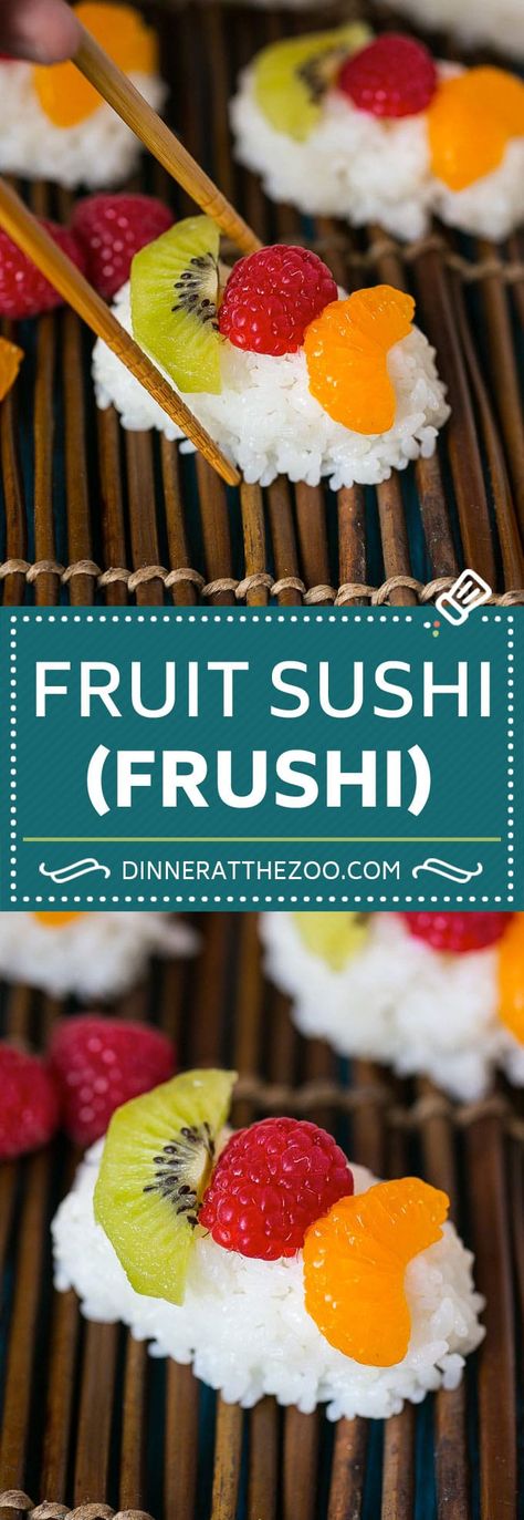 Fruit Sushi Recipe | Dessert Sushi #fruit #sushi #snack #dessert #dinneratthezoo Sushi Dessert, Fruit Sushi, Dessert Sushi, Oreo Dessert, Sushi Recipes, Sushi Rolls, The Zoo, Fruit Recipes, Chopsticks