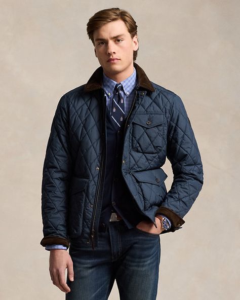 Men's Water-Repellent Quilted Jacket | Ralph Lauren Quilted Jacket Outfit, Mens Designer Coats, Mens Jackets Fall, Ralph Lauren Store, Quilted Jacket Men, Twill Jacket, Polo Sport, Jacket For Men, Coat Design